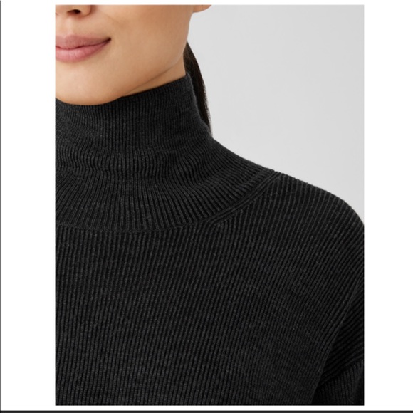 NWT EILEEN FISHER MERINO TURTLENECK TOP IN RESPONSIBLE WOOL - Picture 2 of 16